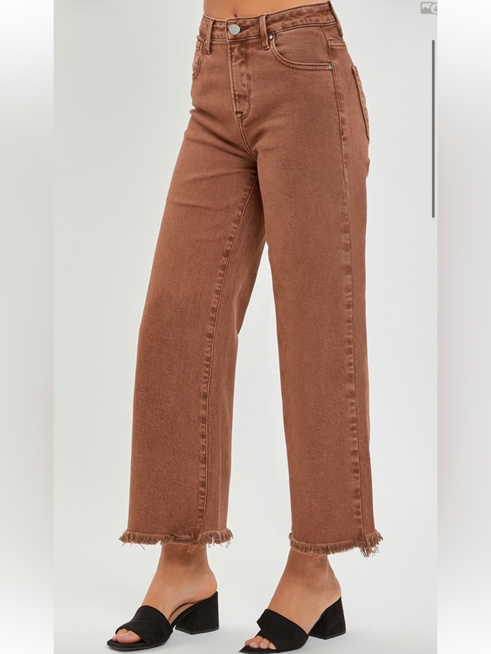 50 size espresso RISEN HIGH RISE TUMMY CONTROL CROP WIDE PANTS